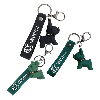PU Key Chain Ornaments , Resin pitbull dog keychain Electroplated 0.02kg