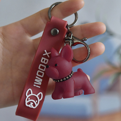 PU Key Chain Ornaments , Resin pitbull dog keychain Electroplated 0.02kg